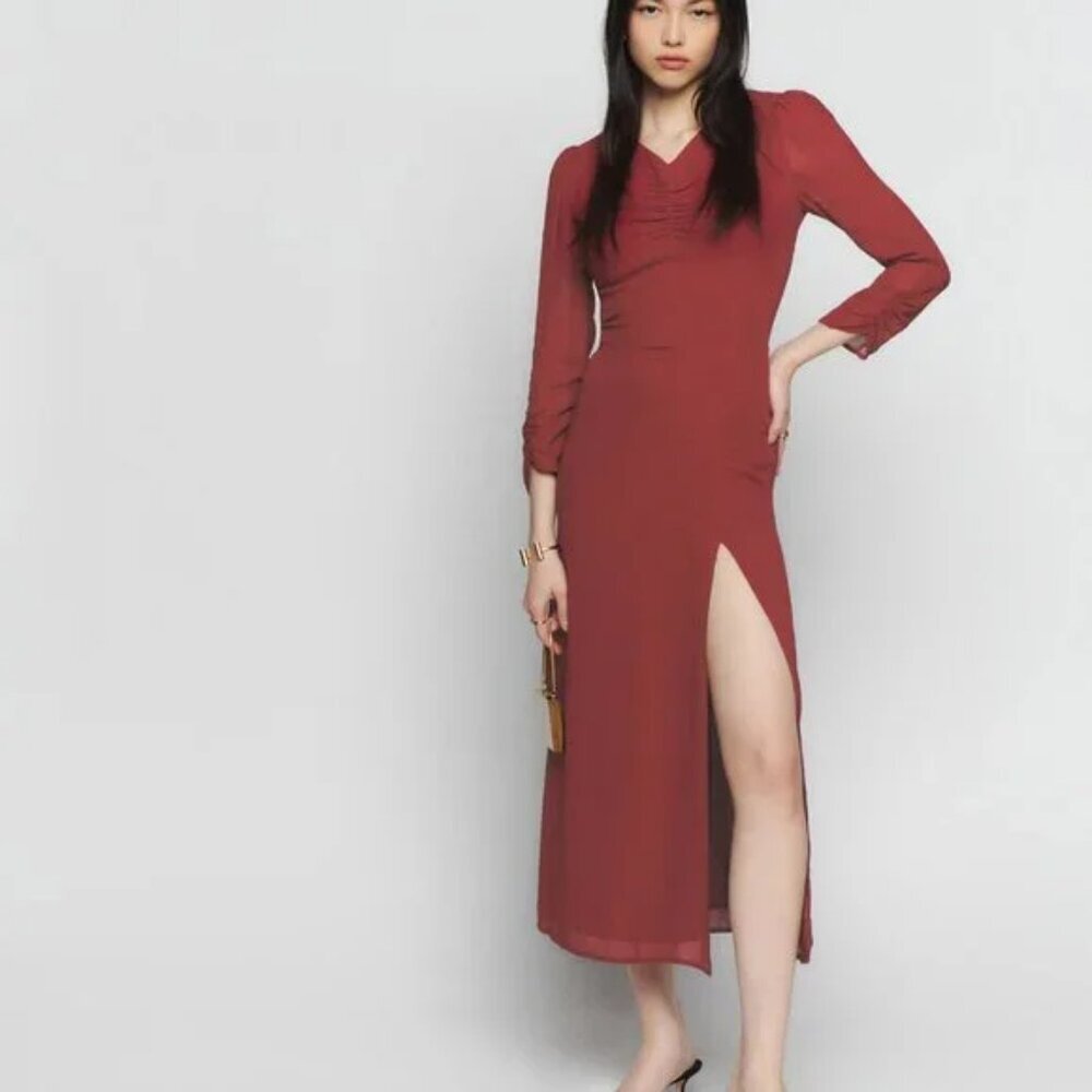Reformation Forest Chianti Red Midi Dress